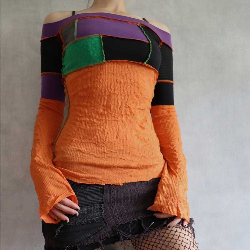 Handmade Patchwork Shirt With Long Sleeves